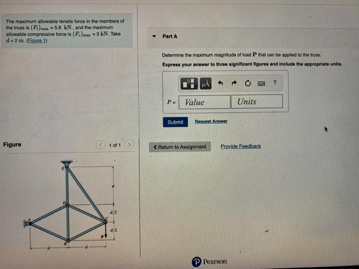 Solved The maximum allowable tensile force in the members of | Chegg.com