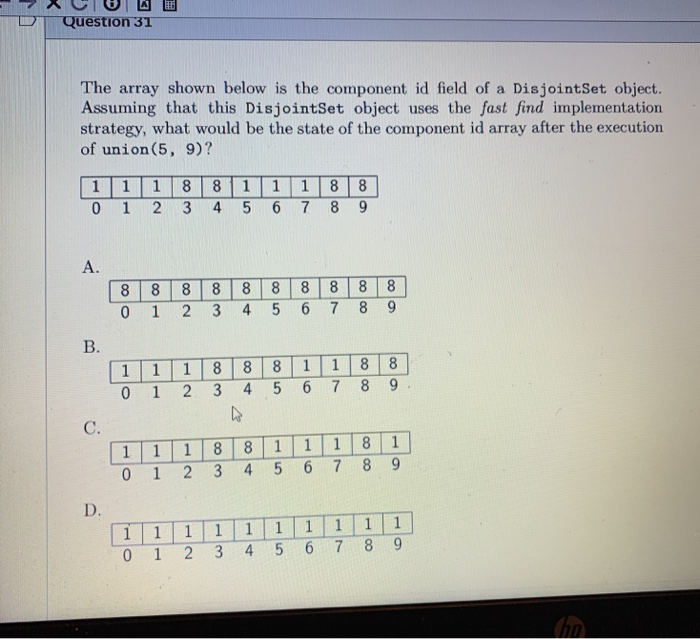 Solved Question 31 The array shown below is the component id | Chegg.com