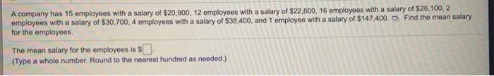 Solved A company has 15 employees with a salary of | Chegg.com