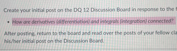 Solved Create your initial post on the DQ 12 Discussion | Chegg.com