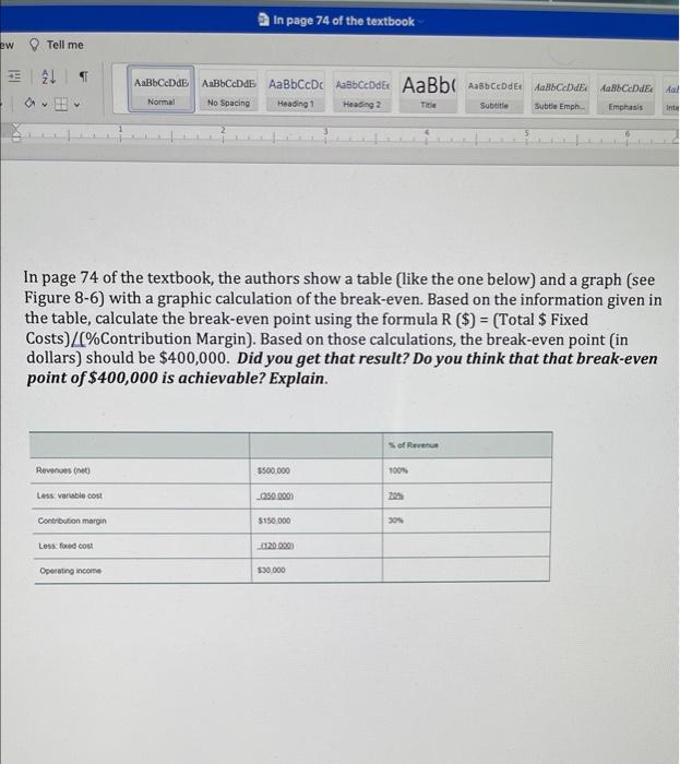 Solved In page 74 of the textbook, the authors show a table | Chegg.com