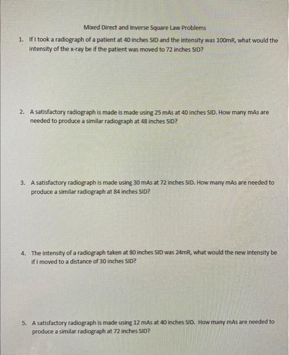 Solved Mixed Direct and Inverse Square Law Problems 1. If I | Chegg.com