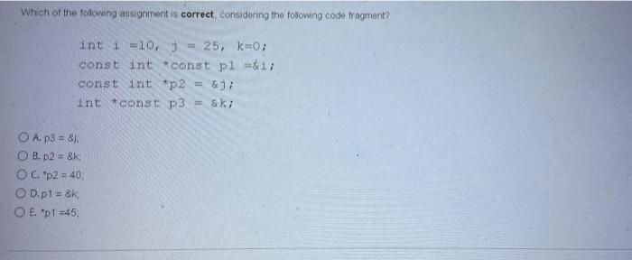 which assignment is correct