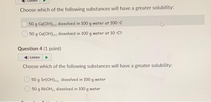 Choose which of the following substances will have a