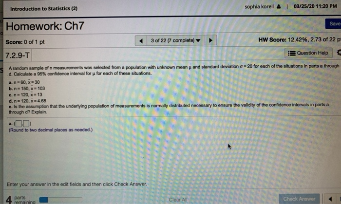 Solved Introduction to Statistics (2) sophia korell 4 | | Chegg.com