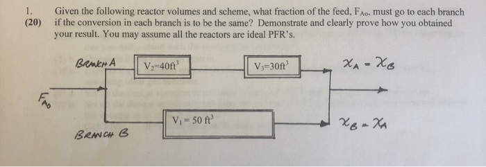 Solved 1. (20) Given the following reactor volumes and | Chegg.com