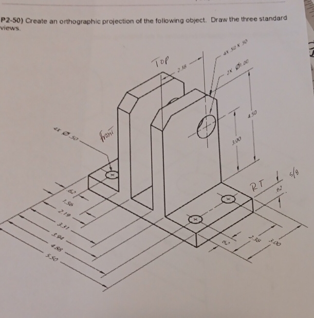 Solved P250) ﻿Create an orthographic projection of the