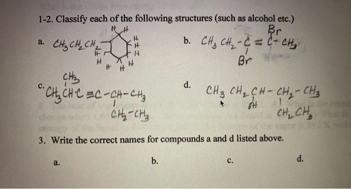 Solved 1-2. Classify each of the following structures (such | Chegg.com