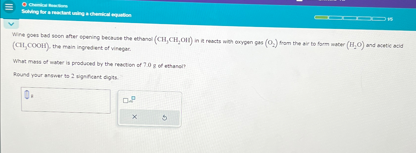Solved Chemical ReactionsSolving for a reactant using a | Chegg.com