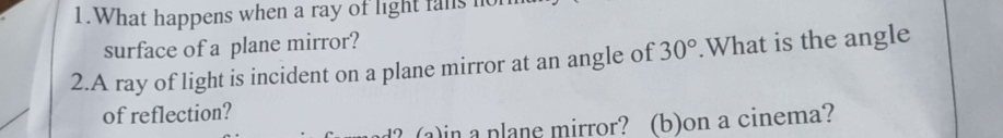 Solved A ray of light is incident on a plane mirror at an | Chegg.com