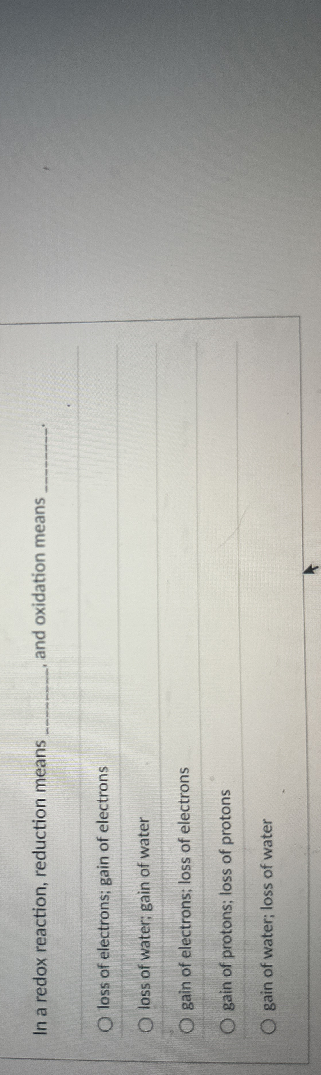 Solved In A Redox Reaction, Reduction Means Q, , ﻿and 