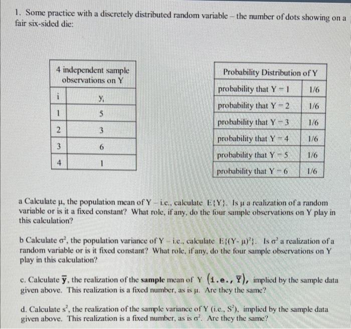 Solved 1. Some practice with a discretely distributed random | Chegg.com