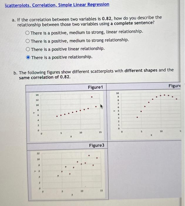 Solved a. If the correlation between two variables is 0.82 , | Chegg.com