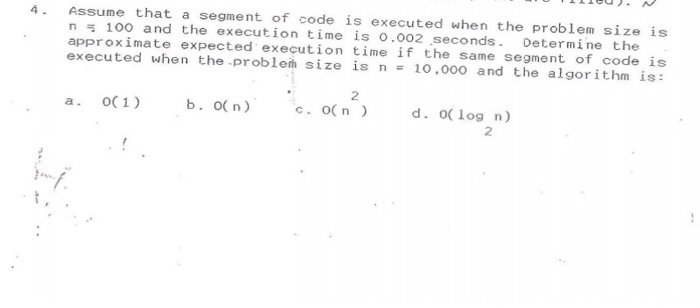 Solved Assume that a segment of code is executed when the | Chegg.com