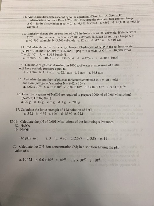 Solved Department Of Biological Sciences Bio 340 Biochemi Chegg Com