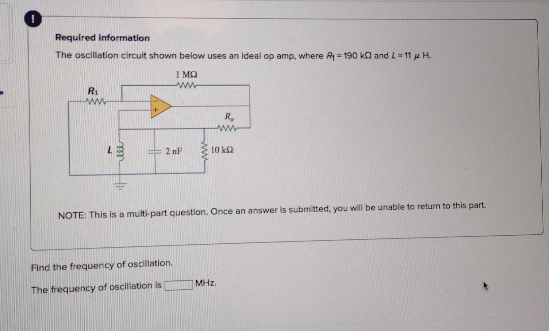 Solved Required Information The Oscillation Circuit Shown | Chegg.com