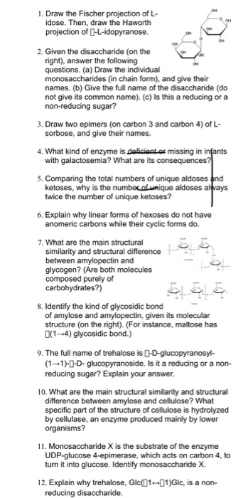 1. Draw the Fischer projection of L- idose. Then, | Chegg.com