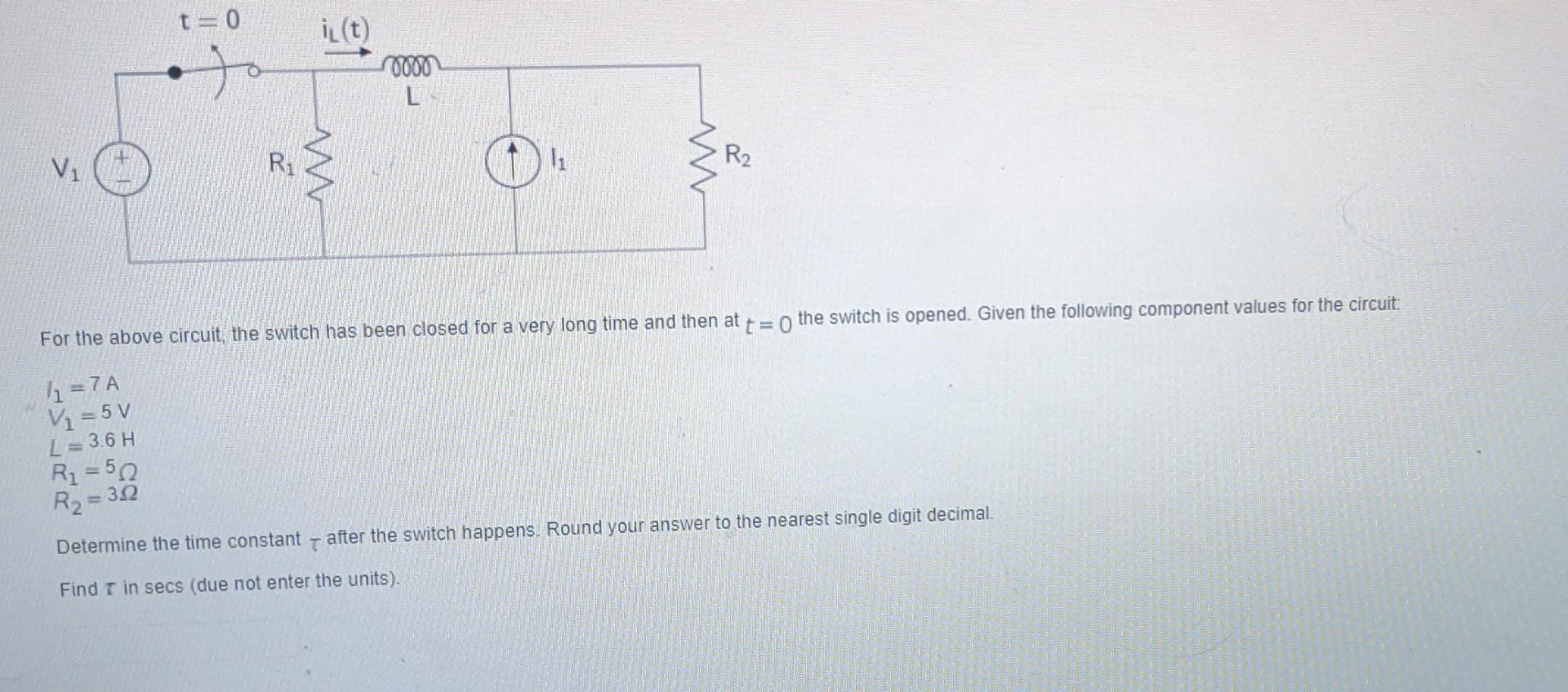 Solved t = 0 + vi } R m L For the above circuit, V = 2V, R =