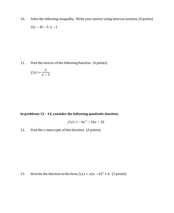 Solved 10. Solve the following inequality. Write your answer | Chegg.com
