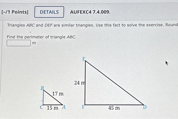 Solved Triangles Abc And Def Are Similar Triangles Use This 1340