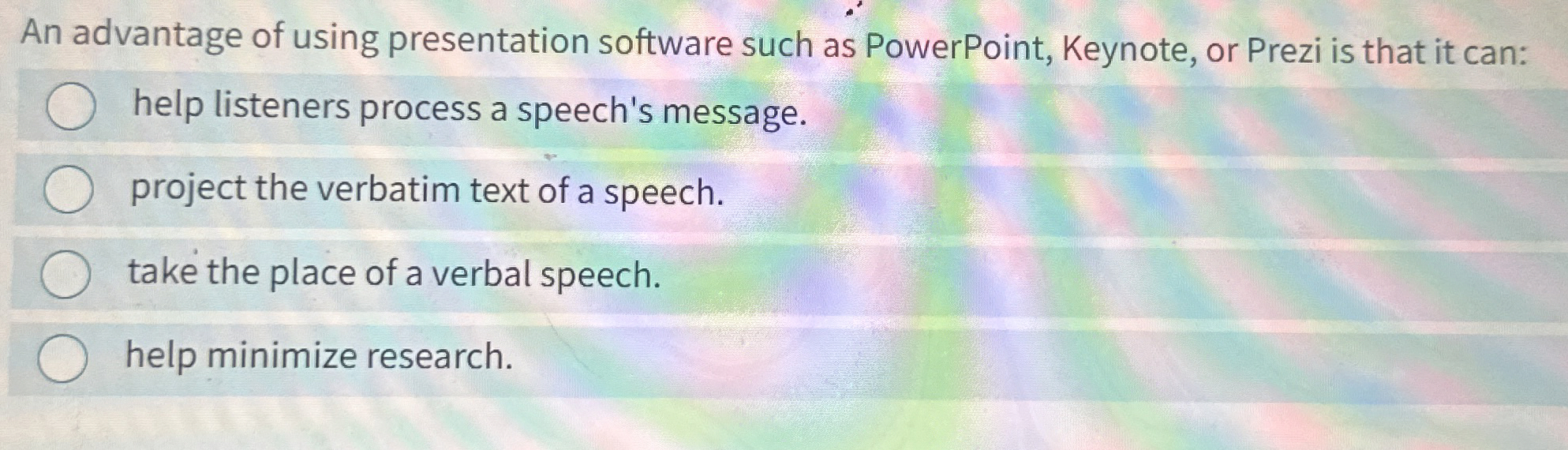 Solved An advantage of using presentation software such as | Chegg.com