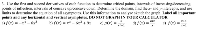 Solved 3. Use the first and second derivatives of each | Chegg.com