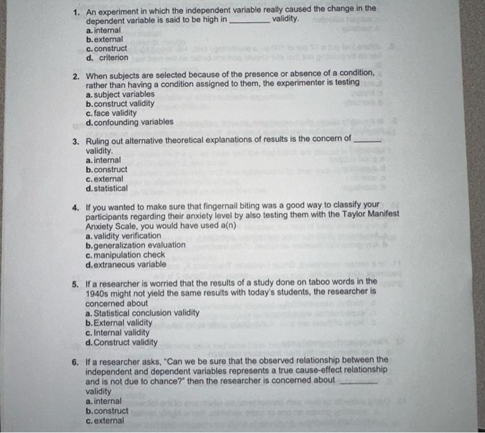 what is the dependent variable in the experiment shown