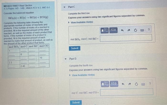 Solved Part C Complete the third row. Express your answers Chegg