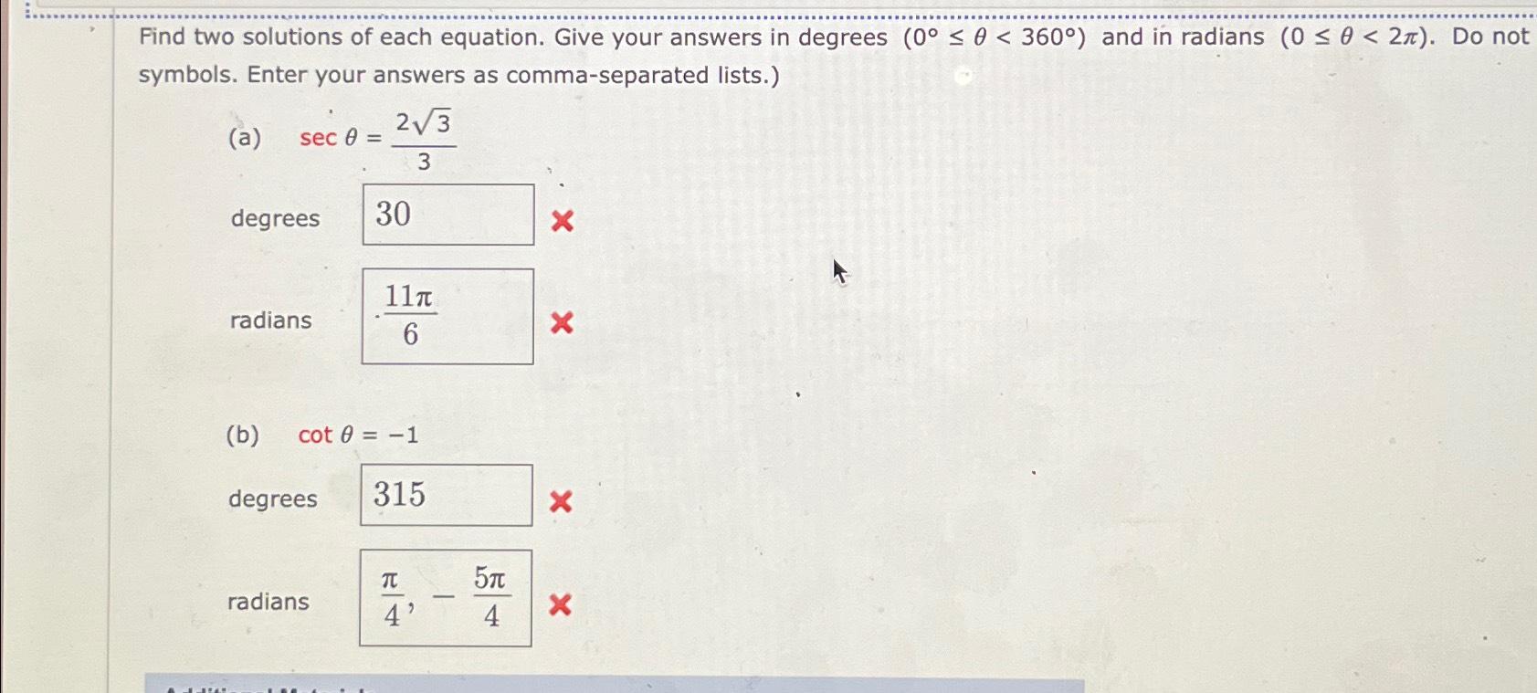 Solved Find two solutions of each equation. Give your | Chegg.com