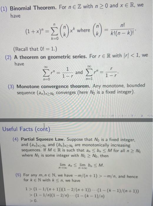 Solved 1 Binomial Theorem For Ne Z With N 0 And X R Chegg Com