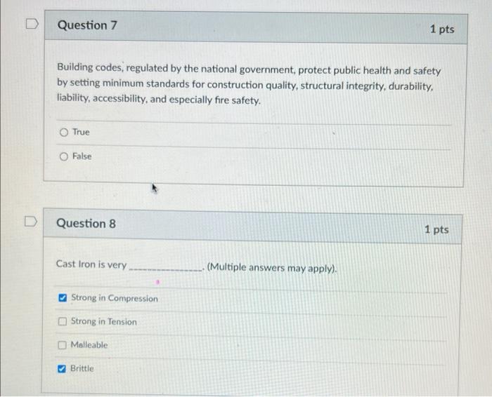 Solved Question 7 1 pts Building codes, regulated by the | Chegg.com