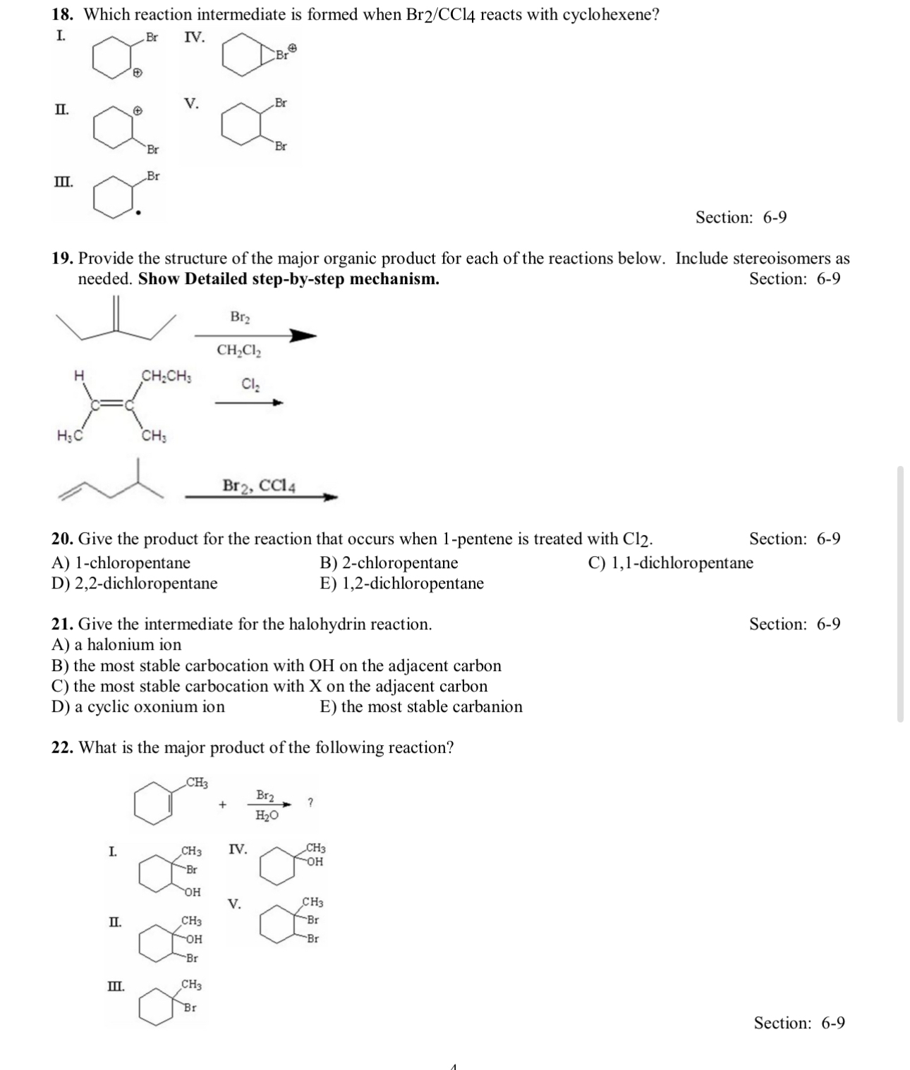 Solved Which reaction intermediate is formed when Br2CCl4 | Chegg.com