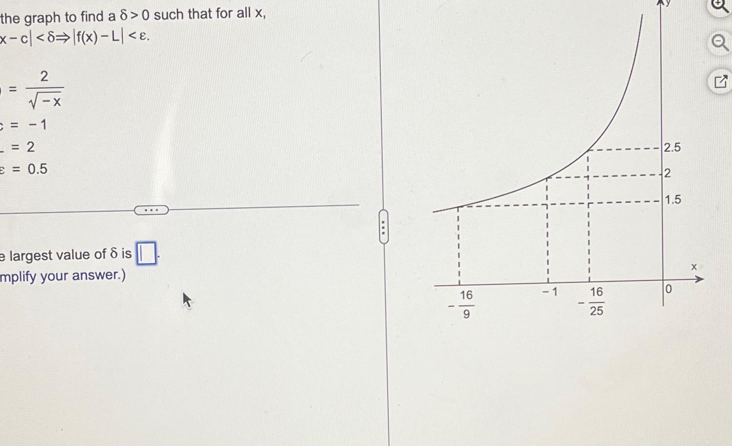 Solved the graph to find a δ>0 ﻿such that for all | Chegg.com