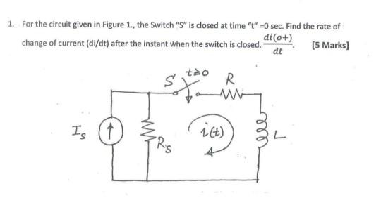 Solved 1. For the circuit given in Figure 1., the Switch "s" | Chegg.com