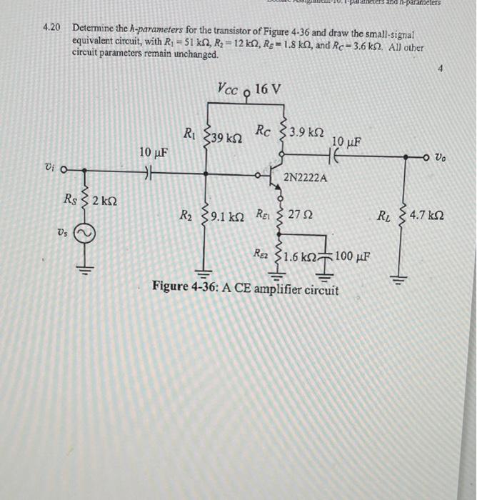 Solved 4.20 Determine the h-parameters for the transistor of | Chegg.com