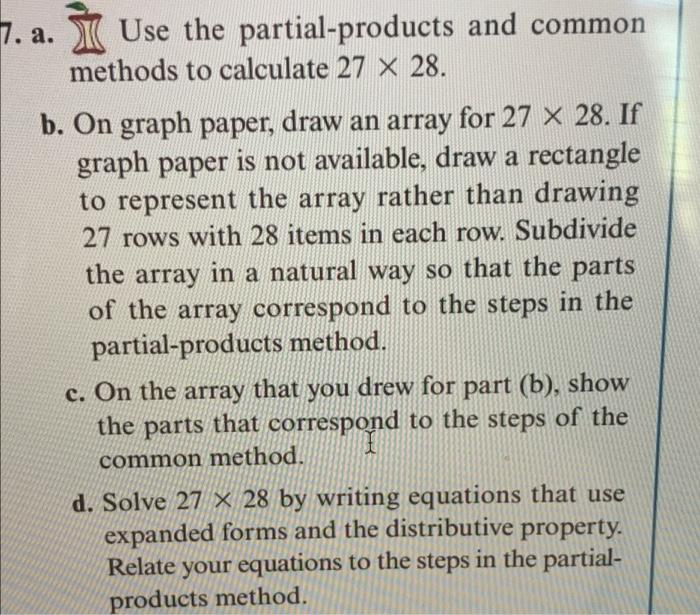 Solved 7. a. I Use the partial-products and common methods | Chegg.com