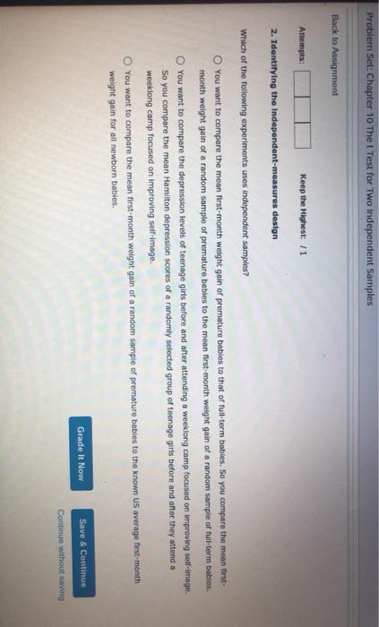 Solved Problem Set: Chapter 10 The Test for Two Independent | Chegg.com