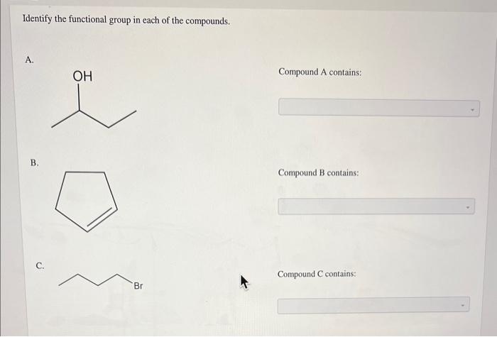 Solved Identify The Functional Group In Each Of The Chegg Com