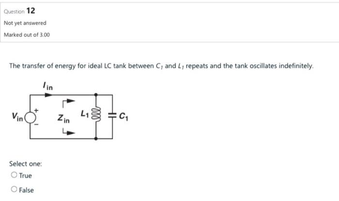 Solved The transfer of energy for ideal LC tank between C1 | Chegg.com
