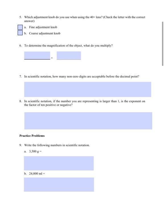 Solved Worksheet 2 The Metric System and Basic Microscopy | Chegg.com