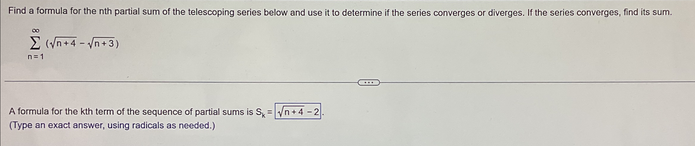 Solved Find a formula for the nth partial sum of the | Chegg.com