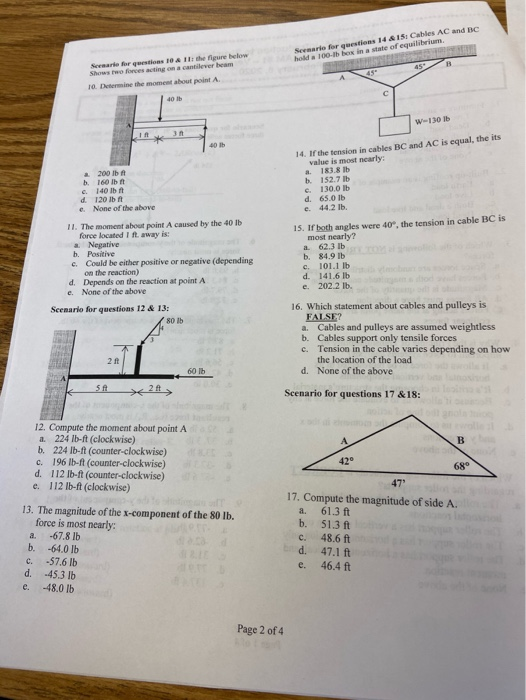 Solved Senario for questions 14 & 15: Cables AC and BC holda | Chegg.com