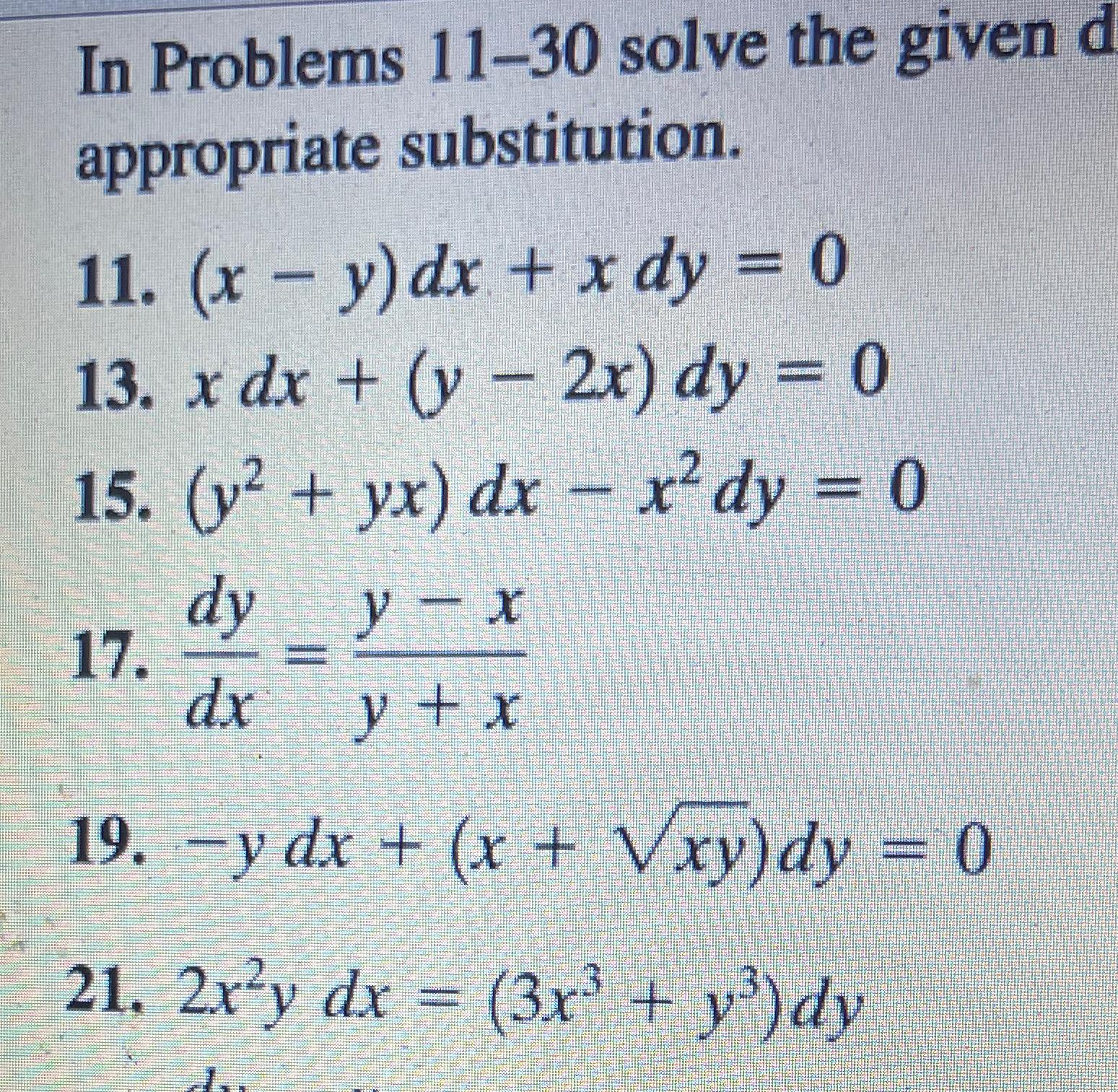 Solved In Problems 11-30 solve the given d appropriate | Chegg.com