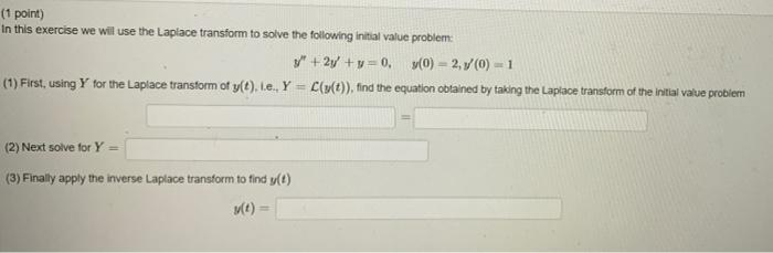 Solved (1 point) In this exercise we wil use the Laplace | Chegg.com