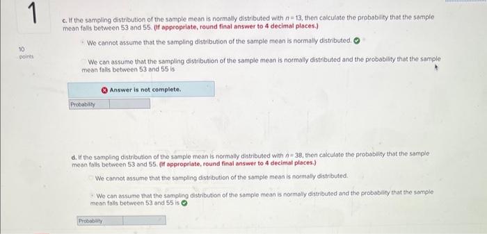 c. If the sampling distribution of the sample mean is | Chegg.com