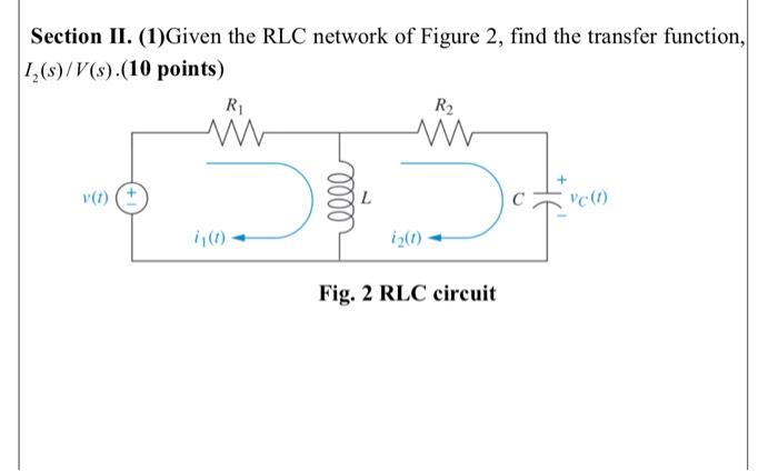 Solved Section II. (1)Given the RLC network of Figure 2, | Chegg.com