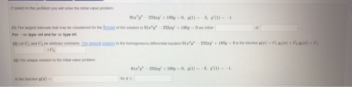 Solved (1 point) In this problem you will solve the initial | Chegg.com