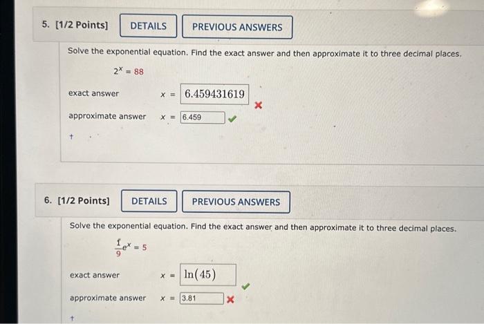 Solved Solve the exponential equation. Find the exact answer | Chegg.com