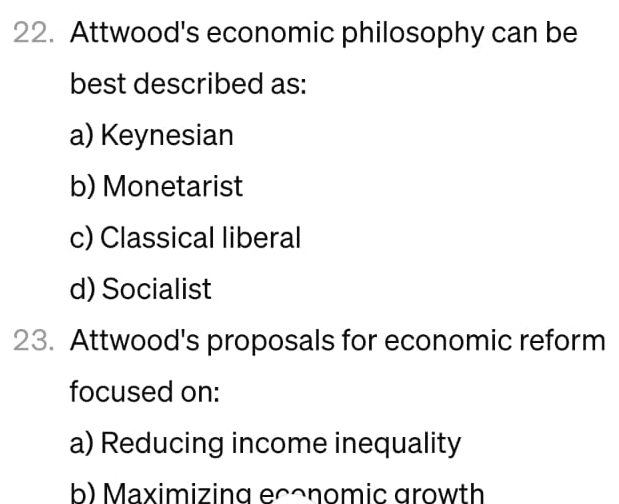 Solved Economics: Attwood's Economic Philosophy Can Be Best | Chegg.com