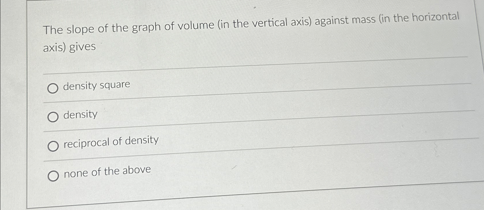 Solved The slope of the graph of volume (in the vertical | Chegg.com